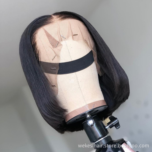 150% Ombre Blonde Lace Front Human Hair Wig Straight Remy 1B/613 Colored Human Hair Bob Wigs Deep Part Swiss Lace Wig